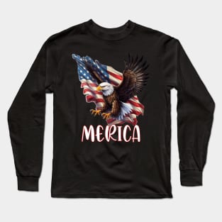 Vintage Eagle American Flag USA Flag 4th of july Merica Long Sleeve T-Shirt
